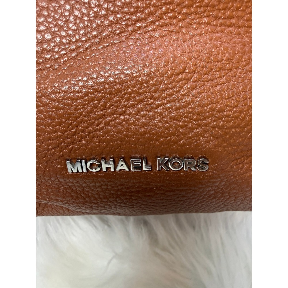 Michael Kors Bedford Brown Pebbled Leather Hobo Shoulder Bag Silver Hardware - Picture 6 of 14